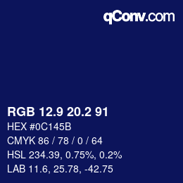 Color code: RGB 12.9 20.2 91 | qconv.com
