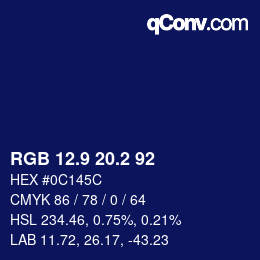 カラーコード: RGB 12.9 20.2 92 | qconv.com