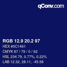 カラーコード: RGB 12.9 20.2 97 | qconv.com