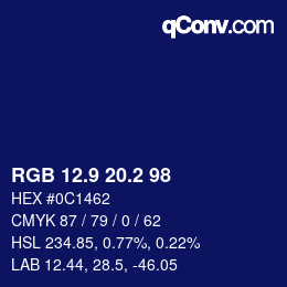 カラーコード: RGB 12.9 20.2 98 | qconv.com