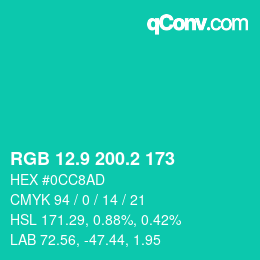 カラーコード: RGB 12.9 200.2 173 | qconv.com