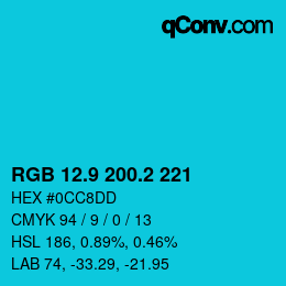 カラーコード: RGB 12.9 200.2 221 | qconv.com