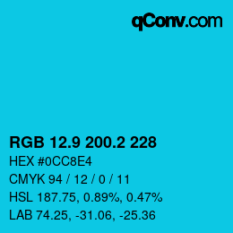 カラーコード: RGB 12.9 200.2 228 | qconv.com