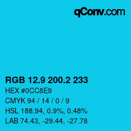 カラーコード: RGB 12.9 200.2 233 | qconv.com