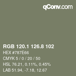 Color code: RGB 120.1 126.8 102 | qconv.com