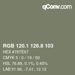 カラーコード: RGB 120.1 126.8 103 | qconv.com