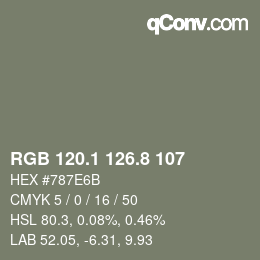 Color code: RGB 120.1 126.8 107 | qconv.com