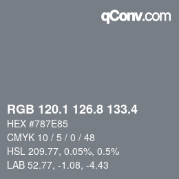 カラーコード: RGB 120.1 126.8 133.4 | qconv.com