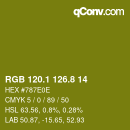 カラーコード: RGB 120.1 126.8 14 | qconv.com