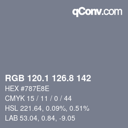 カラーコード: RGB 120.1 126.8 142 | qconv.com