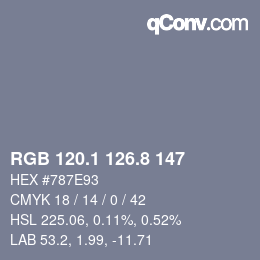 カラーコード: RGB 120.1 126.8 147 | qconv.com