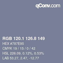 Color code: RGB 120.1 126.8 149 | qconv.com