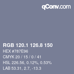 カラーコード: RGB 120.1 126.8 150 | qconv.com