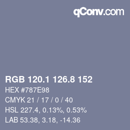 カラーコード: RGB 120.1 126.8 152 | qconv.com