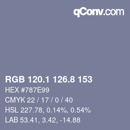 カラーコード: RGB 120.1 126.8 153 | qconv.com