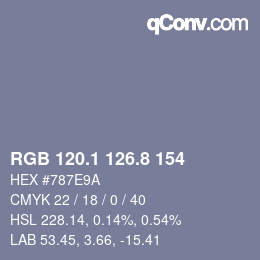 カラーコード: RGB 120.1 126.8 154 | qconv.com