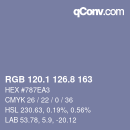 Color code: RGB 120.1 126.8 163 | qconv.com