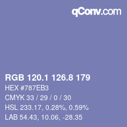 Color code: RGB 120.1 126.8 179 | qconv.com
