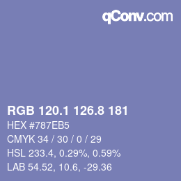 カラーコード: RGB 120.1 126.8 181 | qconv.com