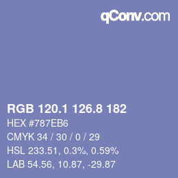 Color code: RGB 120.1 126.8 182 | qconv.com