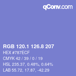 カラーコード: RGB 120.1 126.8 207 | qconv.com