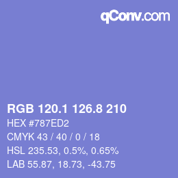 カラーコード: RGB 120.1 126.8 210 | qconv.com