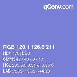 カラーコード: RGB 120.1 126.8 211 | qconv.com
