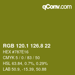 カラーコード: RGB 120.1 126.8 22 | qconv.com