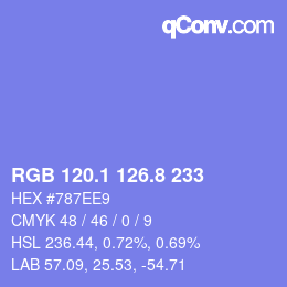 カラーコード: RGB 120.1 126.8 233 | qconv.com