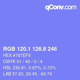 カラーコード: RGB 120.1 126.8 246 | qconv.com