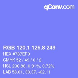 カラーコード: RGB 120.1 126.8 249 | qconv.com