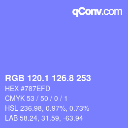 カラーコード: RGB 120.1 126.8 253 | qconv.com