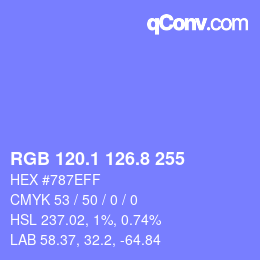 カラーコード: RGB 120.1 126.8 255 | qconv.com