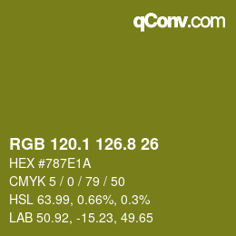 カラーコード: RGB 120.1 126.8 26 | qconv.com