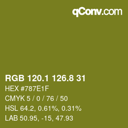 カラーコード: RGB 120.1 126.8 31 | qconv.com