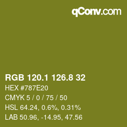 カラーコード: RGB 120.1 126.8 32 | qconv.com