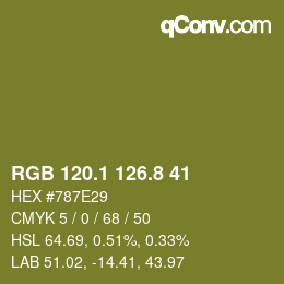 カラーコード: RGB 120.1 126.8 41 | qconv.com