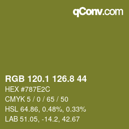 カラーコード: RGB 120.1 126.8 44 | qconv.com