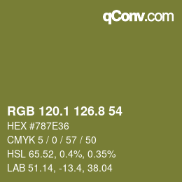 カラーコード: RGB 120.1 126.8 54 | qconv.com