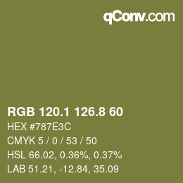 カラーコード: RGB 120.1 126.8 60 | qconv.com