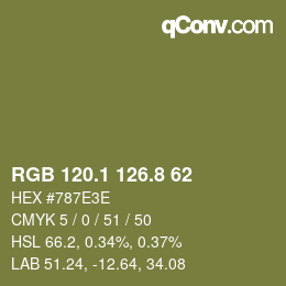 カラーコード: RGB 120.1 126.8 62 | qconv.com