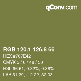 カラーコード: RGB 120.1 126.8 66 | qconv.com