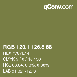 カラーコード: RGB 120.1 126.8 68 | qconv.com