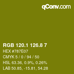 カラーコード: RGB 120.1 126.8 7 | qconv.com