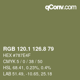 カラーコード: RGB 120.1 126.8 79 | qconv.com