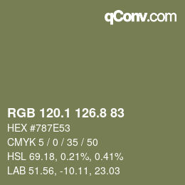 カラーコード: RGB 120.1 126.8 83 | qconv.com