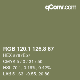 カラーコード: RGB 120.1 126.8 87 | qconv.com