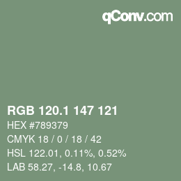 Color code: RGB 120.1 147 121 | qconv.com