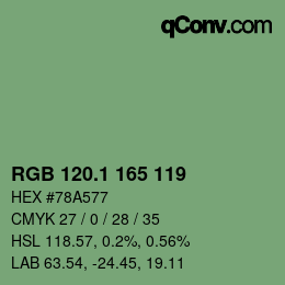 カラーコード: RGB 120.1 165 119 | qconv.com