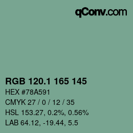 Color code: RGB 120.1 165 145 | qconv.com